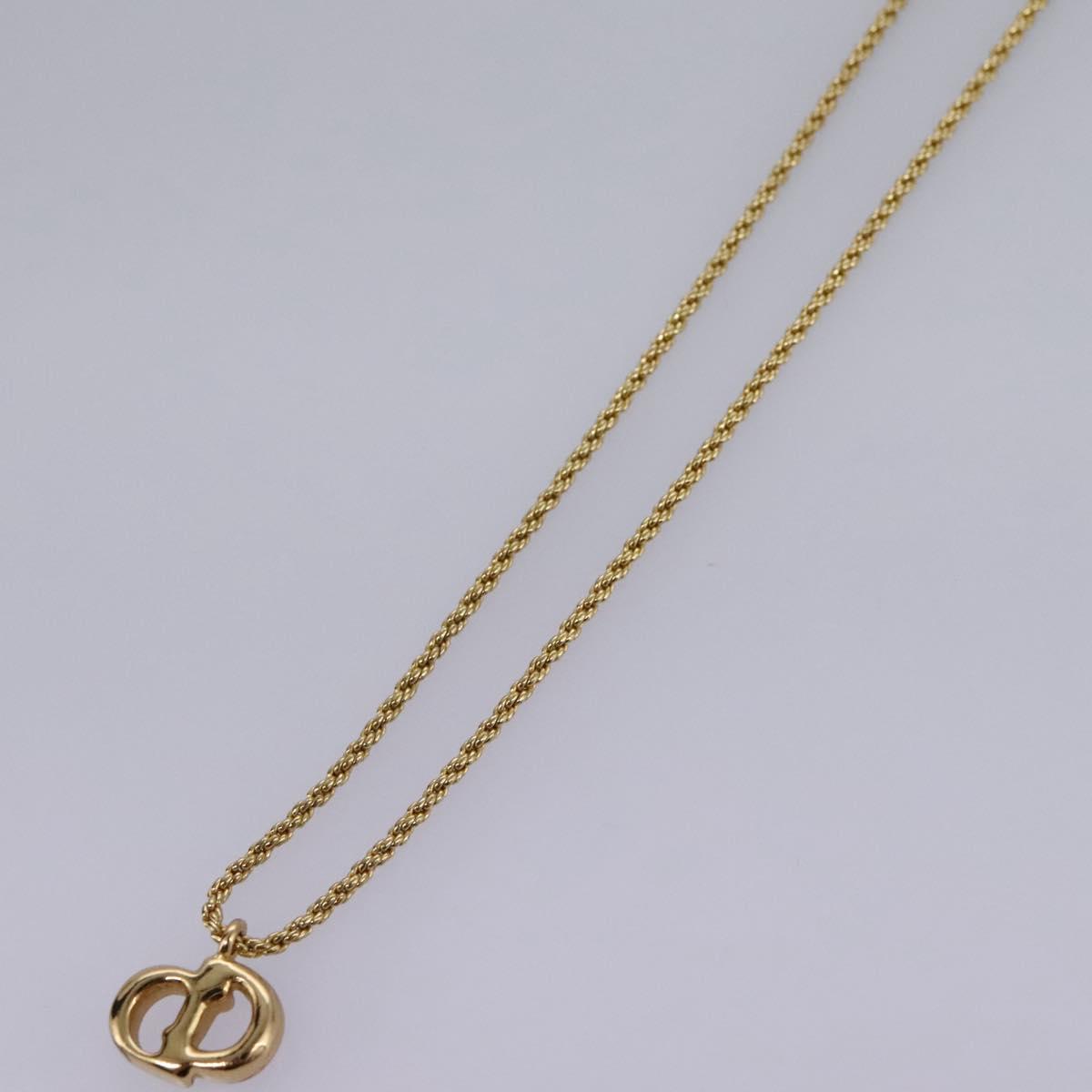Christian Dior CD Logo Necklace metal Gold Auth am7920