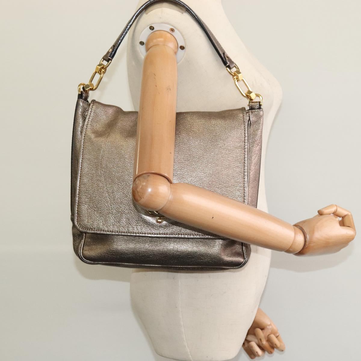 LOEWE Anagram Shoulder Bag Leather Gold Auth am7935