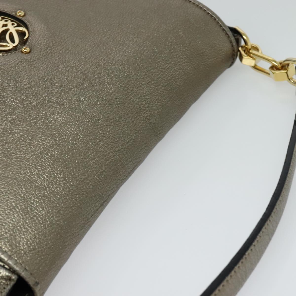 LOEWE Anagram Shoulder Bag Leather Gold Auth am7935