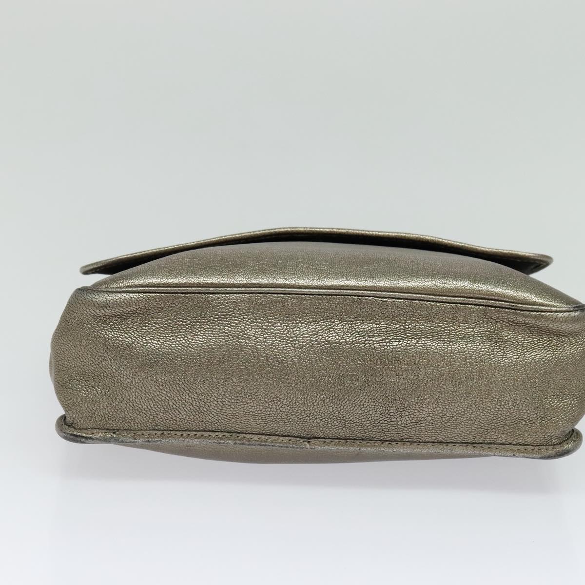 LOEWE Anagram Shoulder Bag Leather Gold Auth am7935