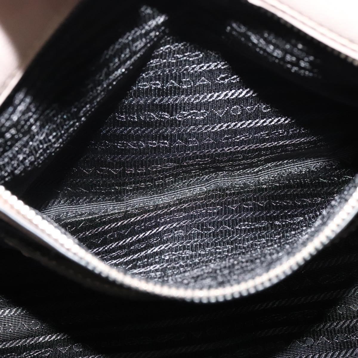 PRADA Hand Bag Leather 2way Beige Silver Auth am7940