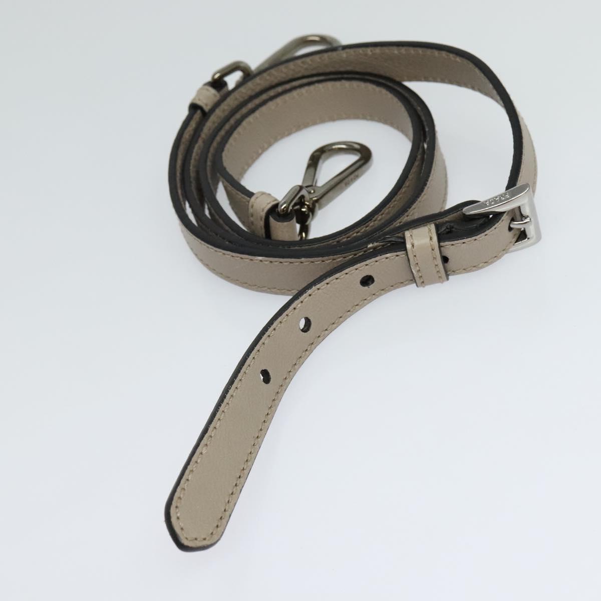 PRADA Hand Bag Leather 2way Beige Silver Auth am7940