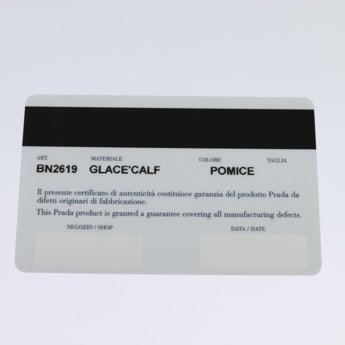 PRADA Hand Bag Leather 2way Beige Silver Auth am7940