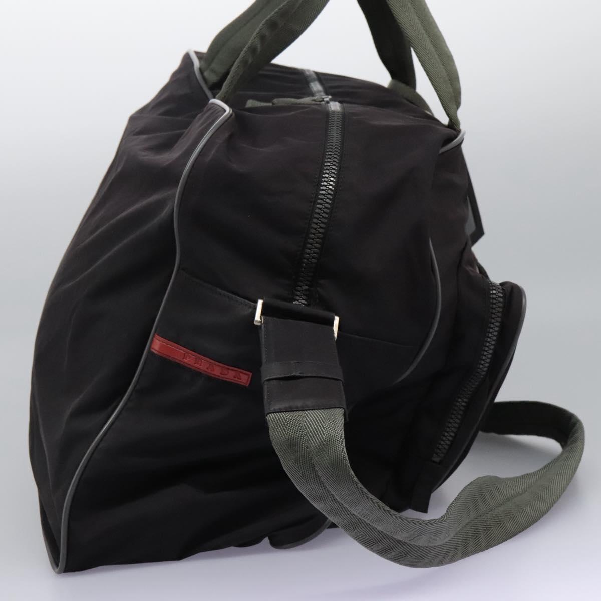 PRADA Sports Boston Bag Nylon 2way Black Silver Auth am7943