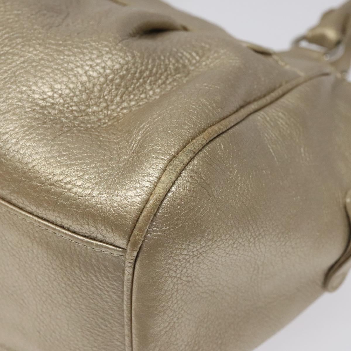 Salvatore Ferragamo Gancini Hand Bag Leather Gold Auth am7952