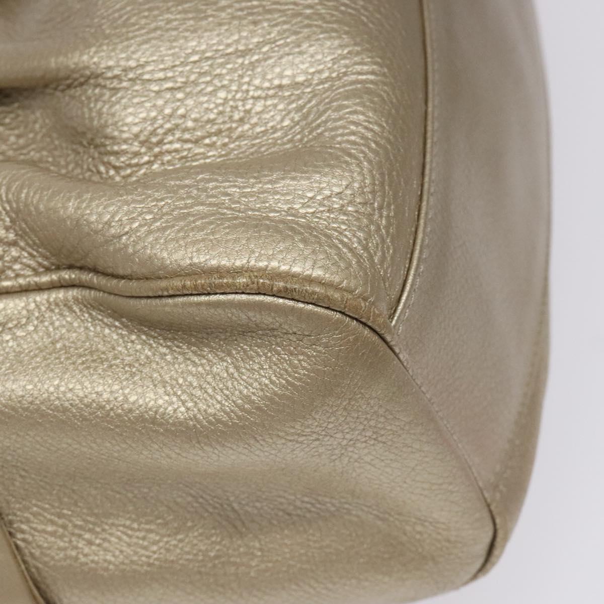 Salvatore Ferragamo Gancini Hand Bag Leather Gold Auth am7952