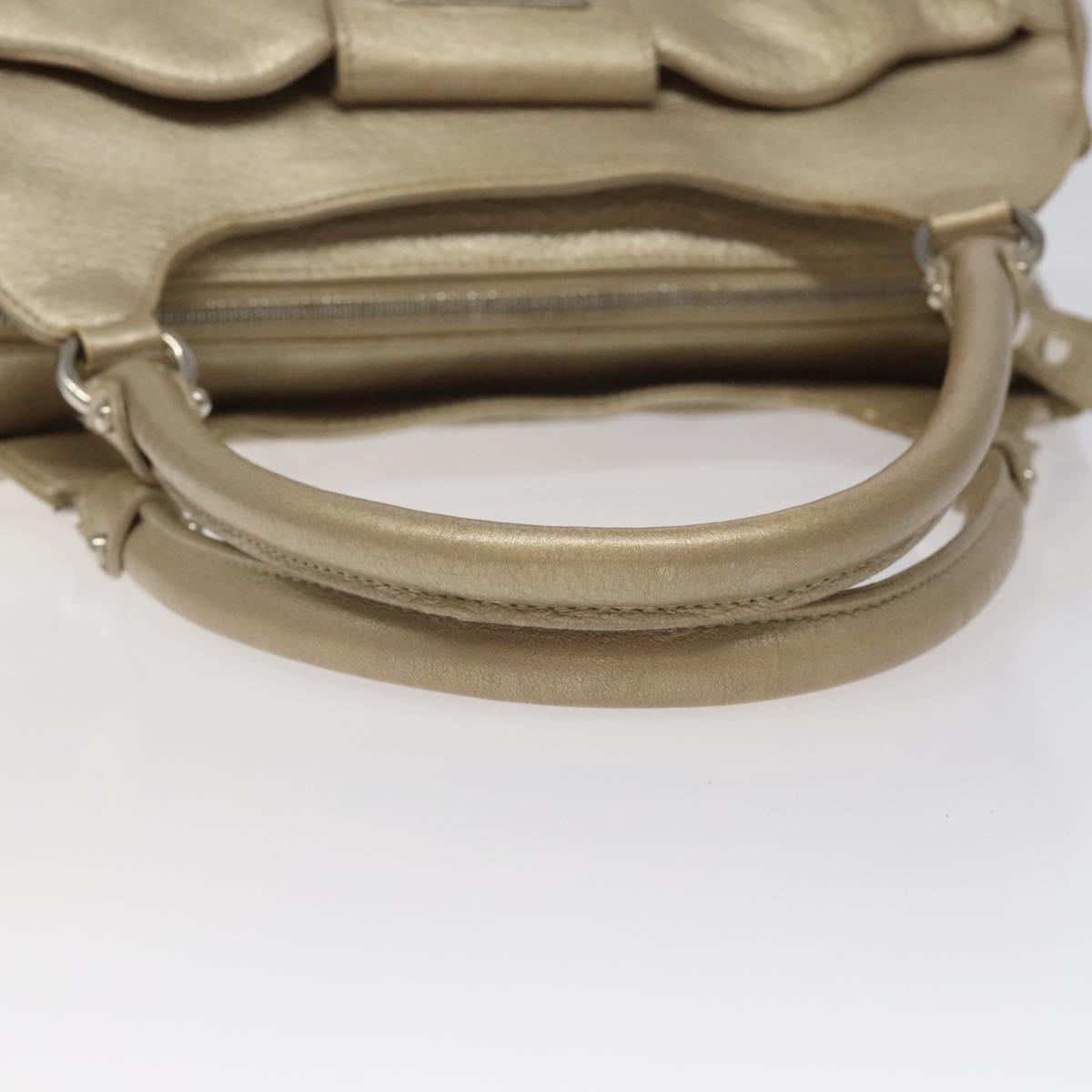 Salvatore Ferragamo Gancini Hand Bag Leather Gold Auth am7952