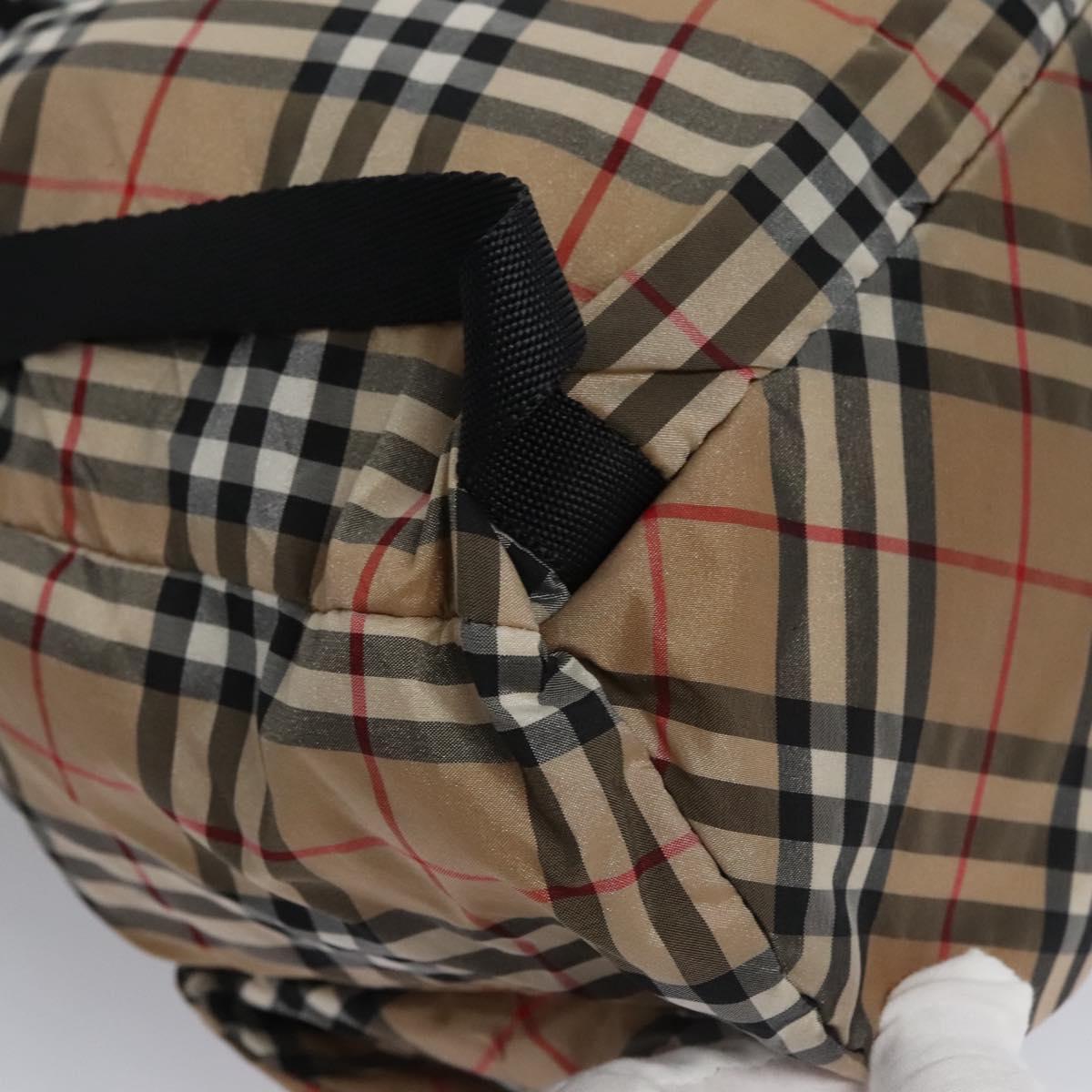 BURBERRY Nova Check Blue Label Backpack Nylon Beige Silver Auth am7971