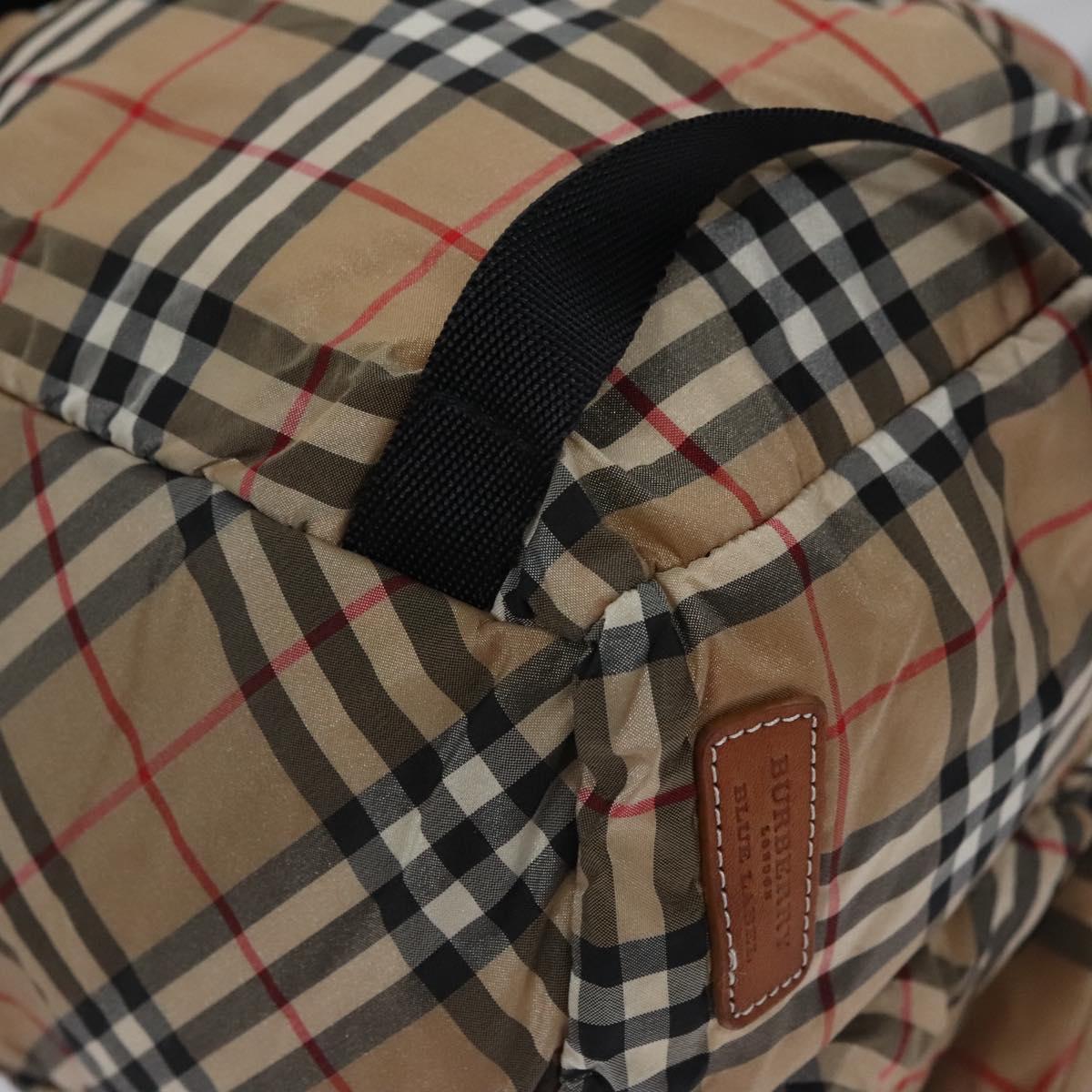 BURBERRY Nova Check Blue Label Backpack Nylon Beige Silver Auth am7971