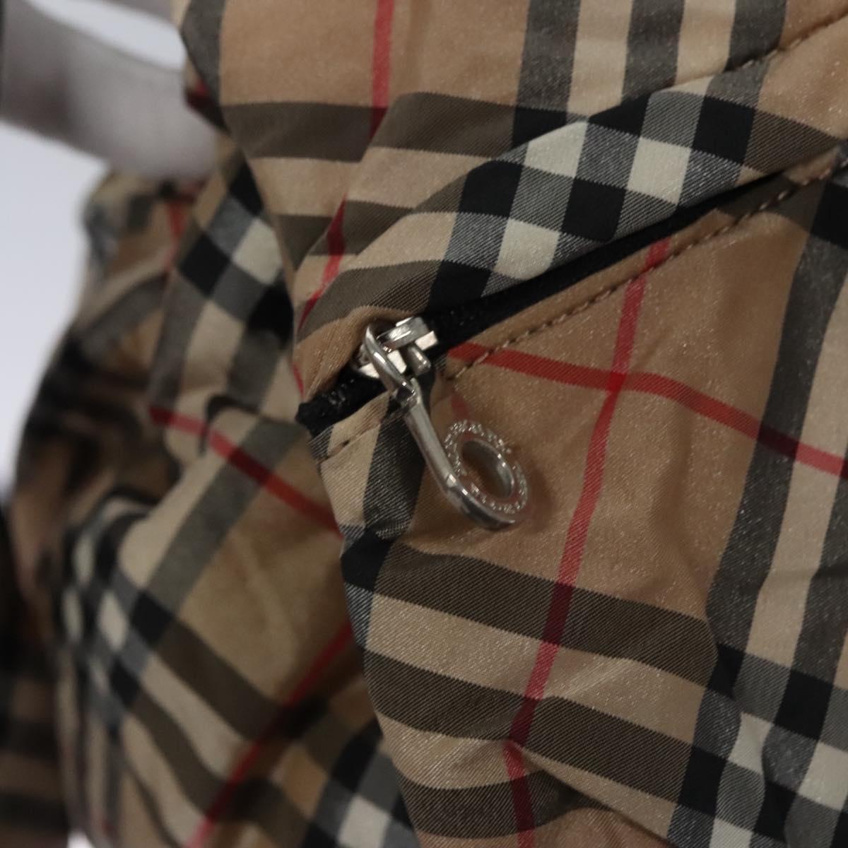 BURBERRY Nova Check Blue Label Backpack Nylon Beige Silver Auth am7971