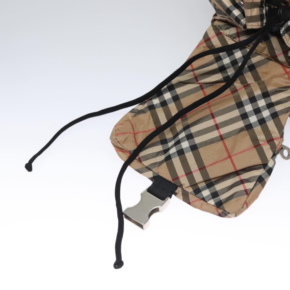 BURBERRY Nova Check Blue Label Backpack Nylon Beige Silver Auth am7971