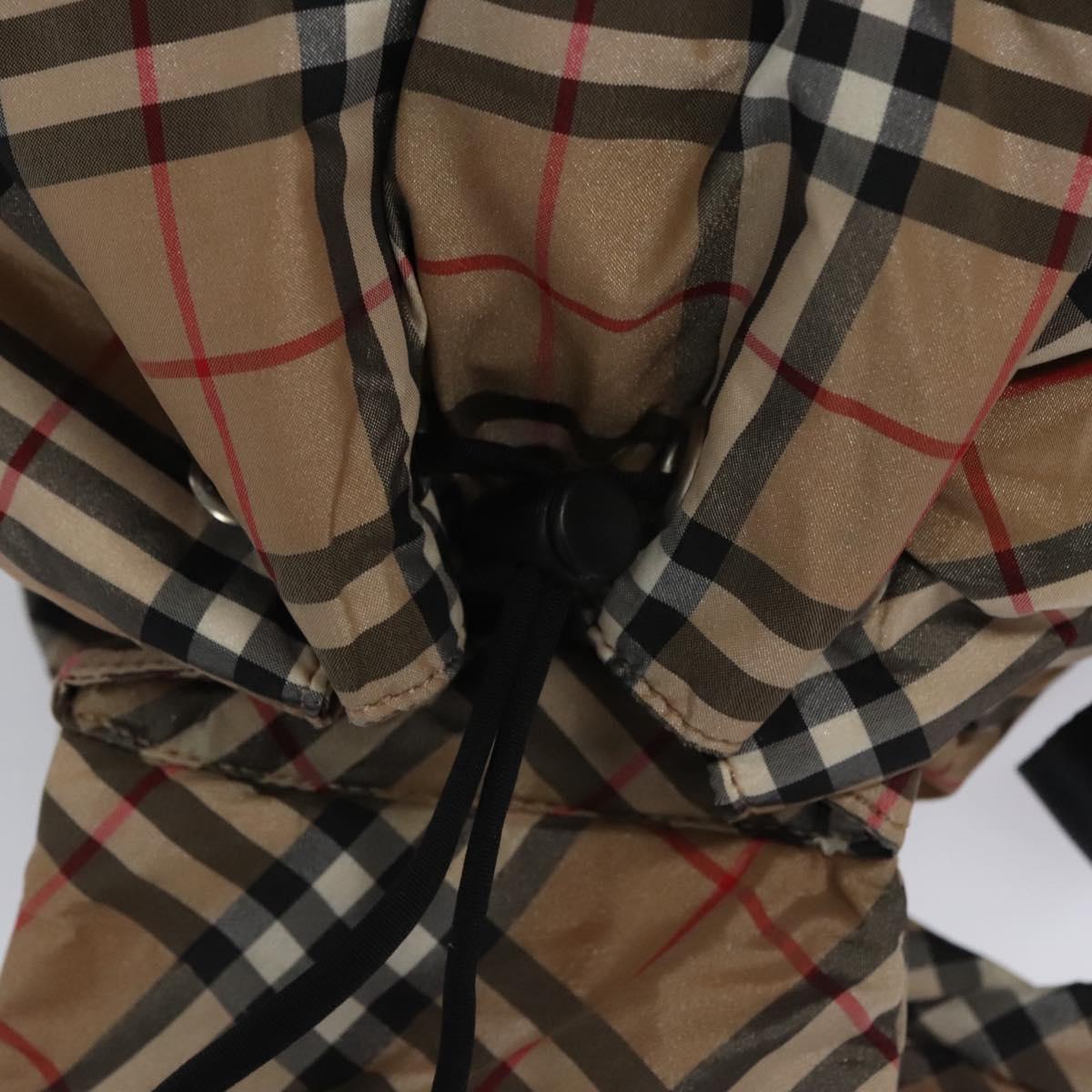 BURBERRY Nova Check Blue Label Backpack Nylon Beige Silver Auth am7971