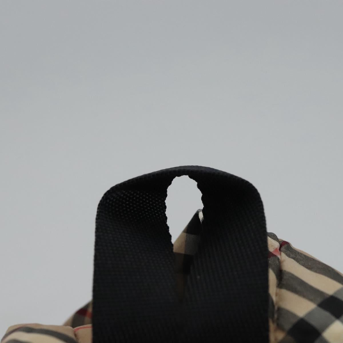 BURBERRY Nova Check Blue Label Backpack Nylon Beige Silver Auth am7971