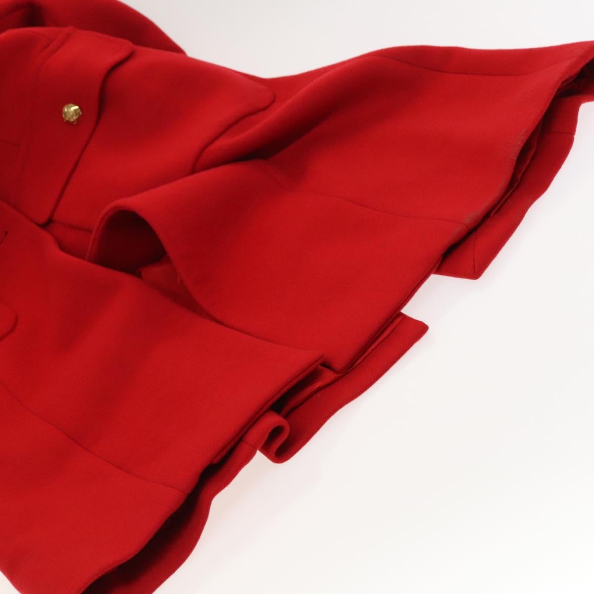 LOUIS VUITTON Long Coat Jacket Cashmere 36 Red LV Auth am7980