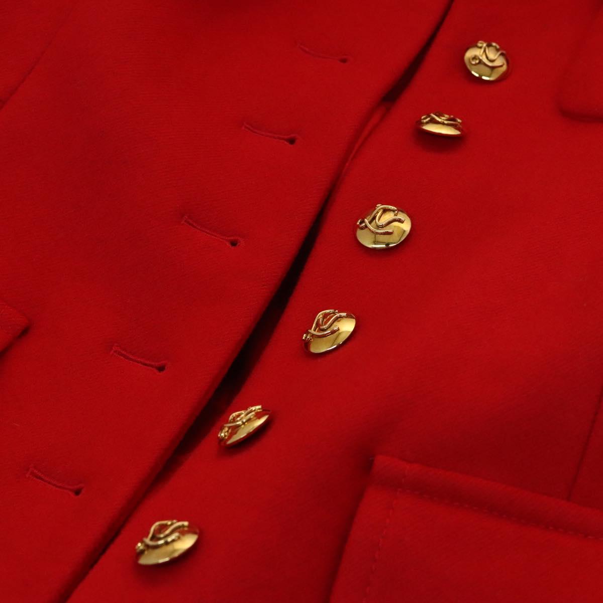 LOUIS VUITTON Long Coat Jacket Cashmere 36 Red LV Auth am7980