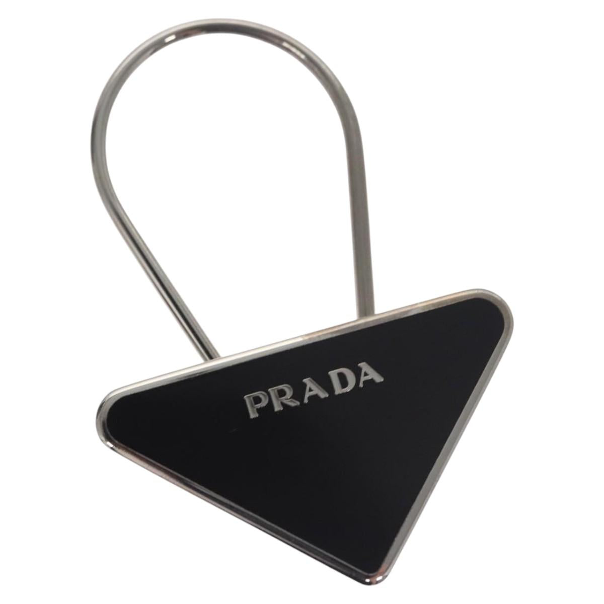 PRADA Key Ring metal Black M713 Auth am7994