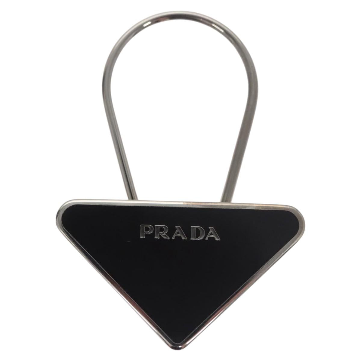 PRADA Key Ring metal Black M713 Auth am7994