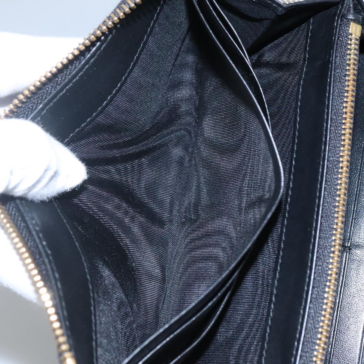 Salvatore Ferragamo Vala Long Wallet Leather Gold Black Auth am8004