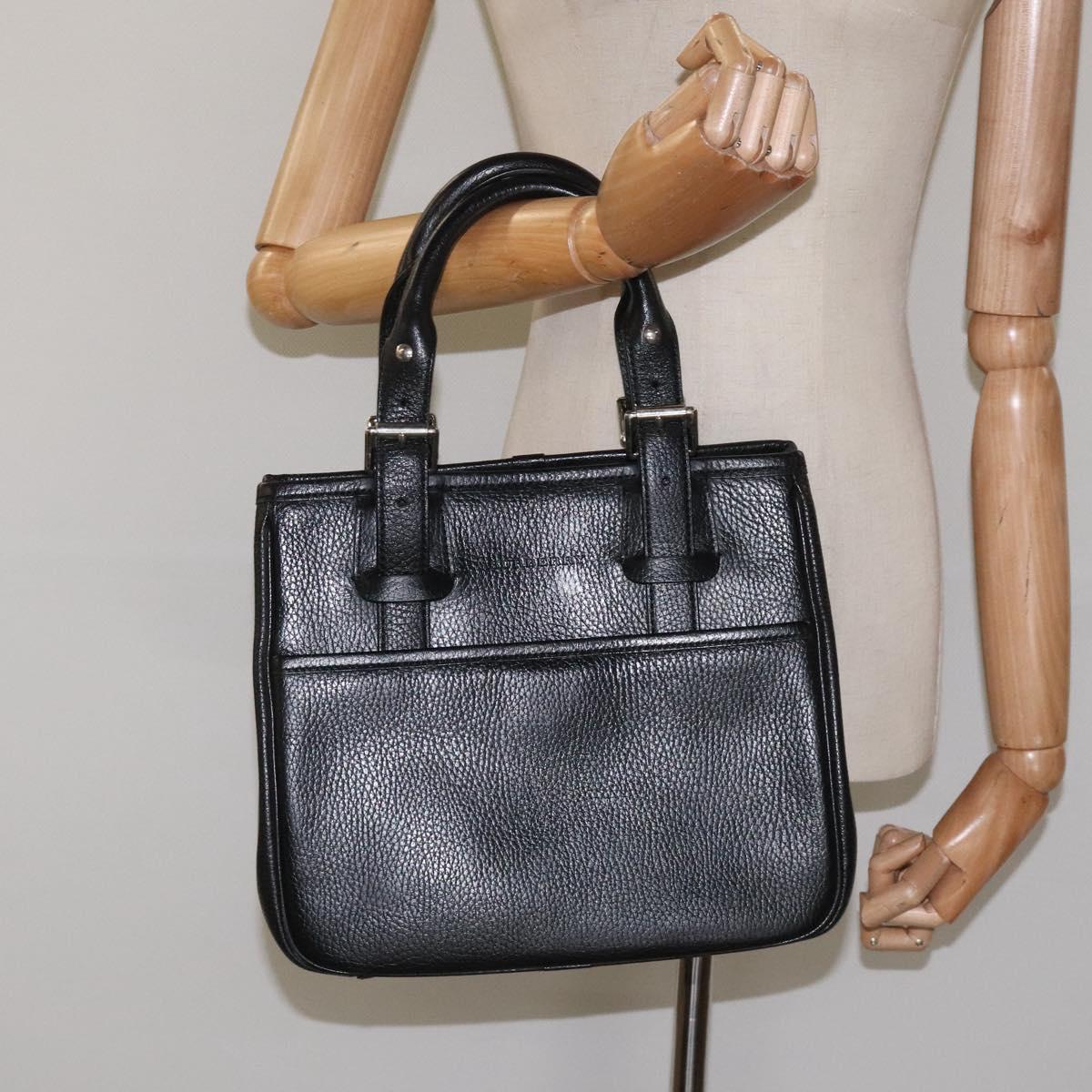 BURBERRY Hand Bag Leather Black Auth am8014