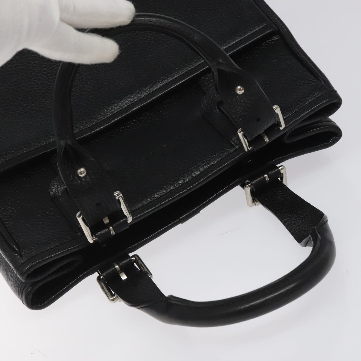 BURBERRY Hand Bag Leather Black Auth am8014