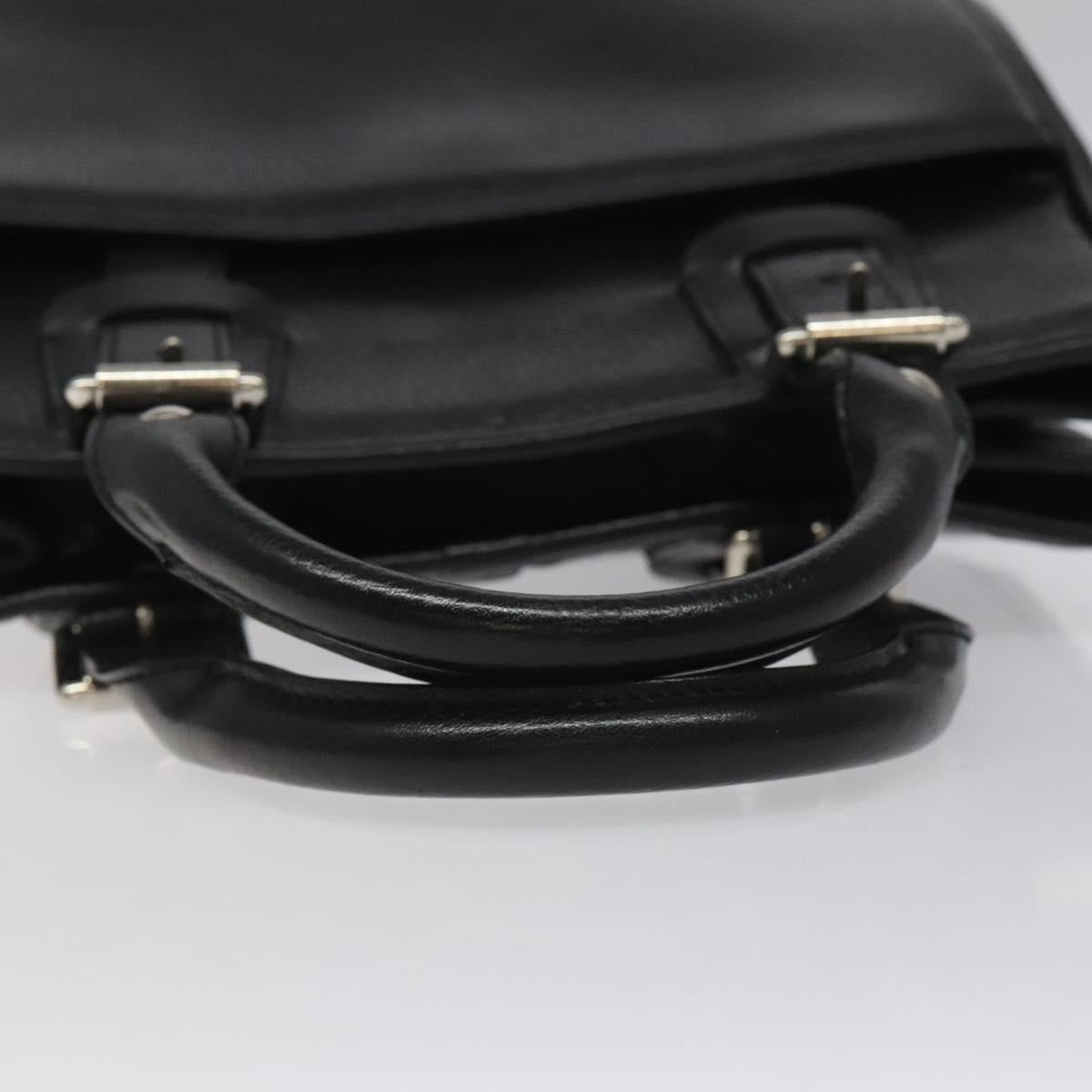 BURBERRY Hand Bag Leather Black Auth am8014