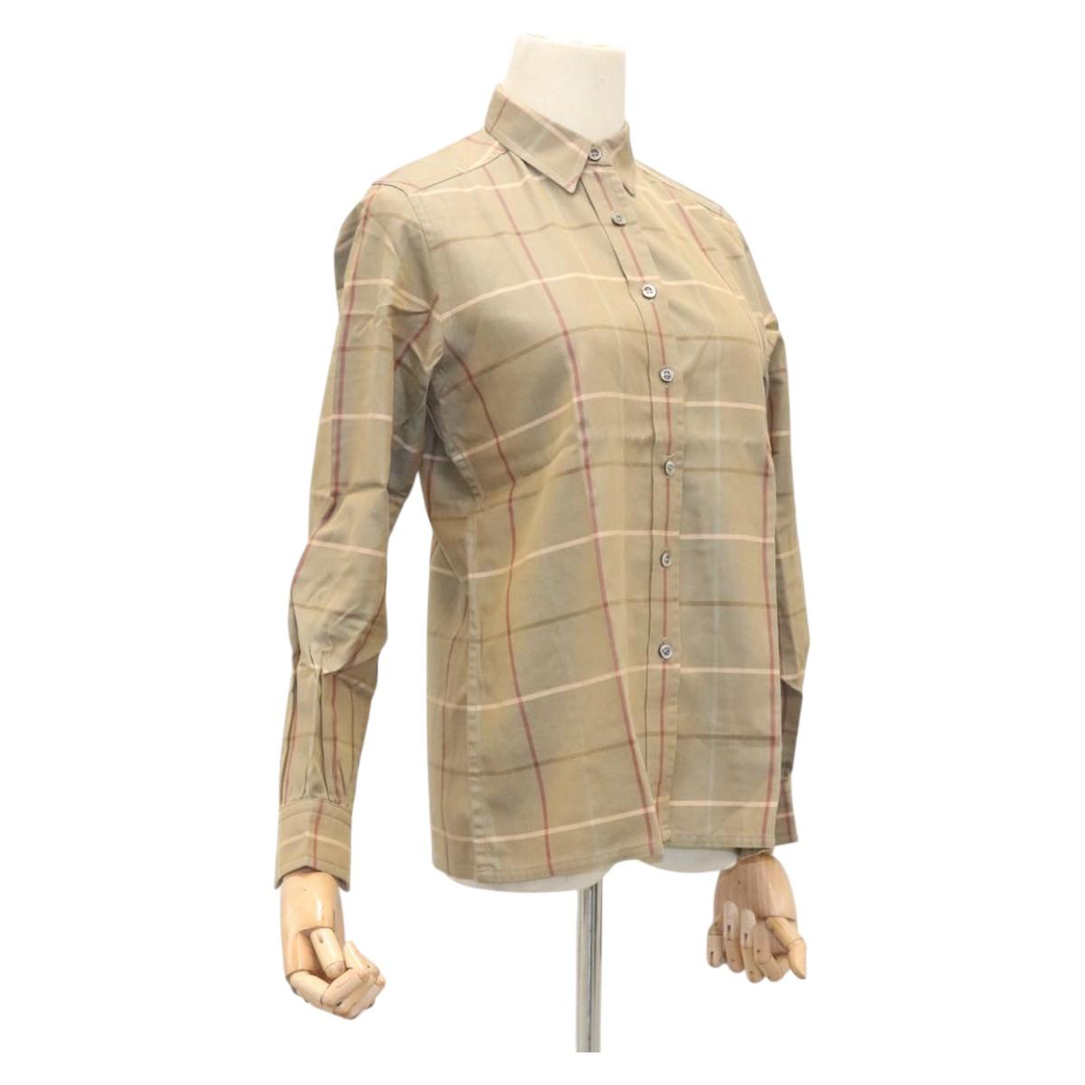 Burberrys Nova Check Shirt Cotton Beige Auth am8015
