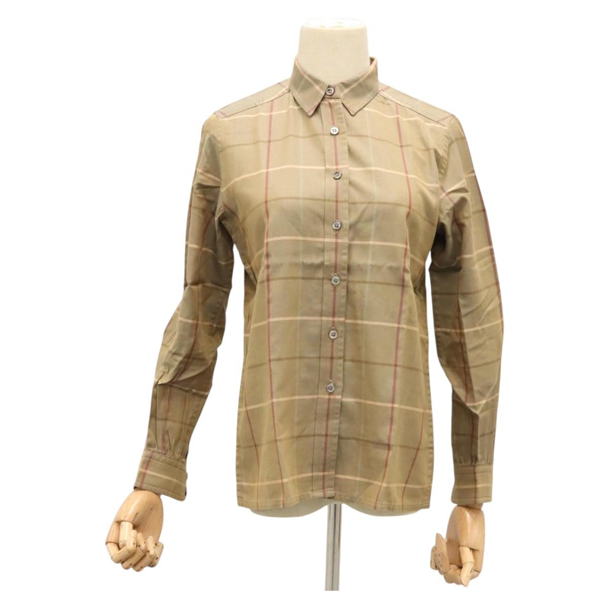 Burberrys Nova Check Shirt Cotton Beige Auth am8015
