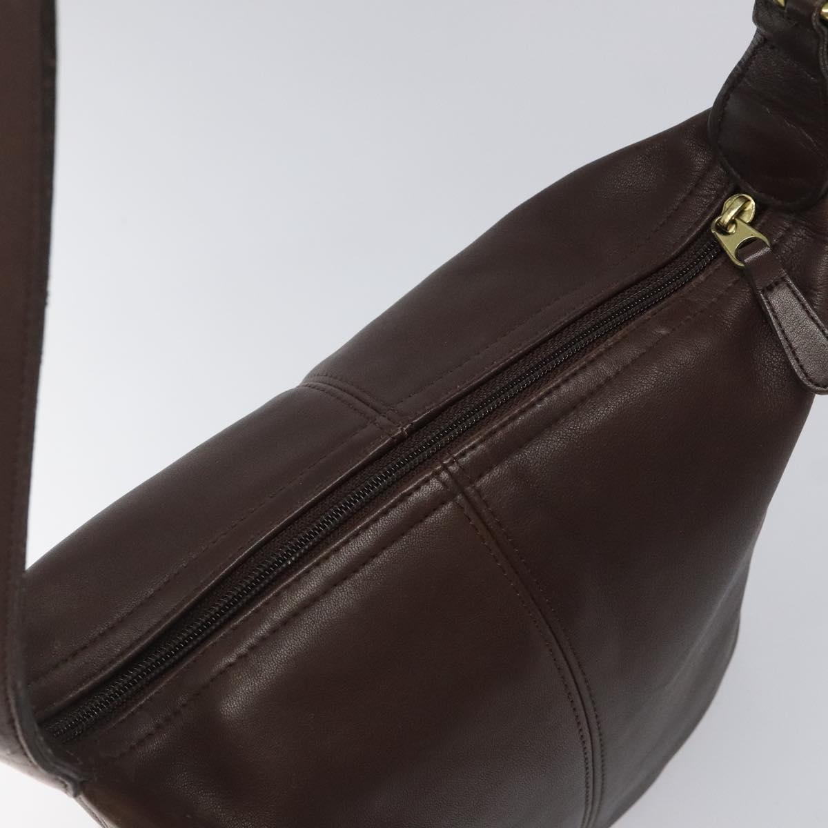 Coach Shoulder Bag Leather Brown gold Auth am8019