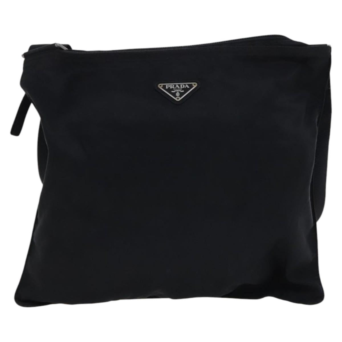 PRADA Shoulder Bag Nylon Black Silver Auth am8025