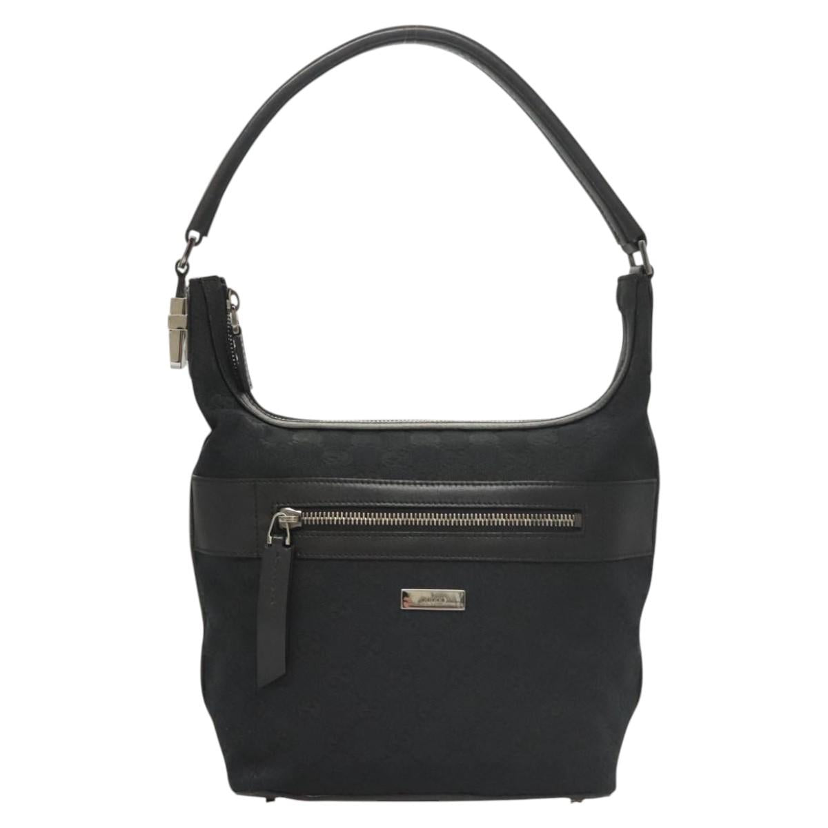 GUCCI GG Canvas Shoulder Bag Black 001 4299 Auth am8054