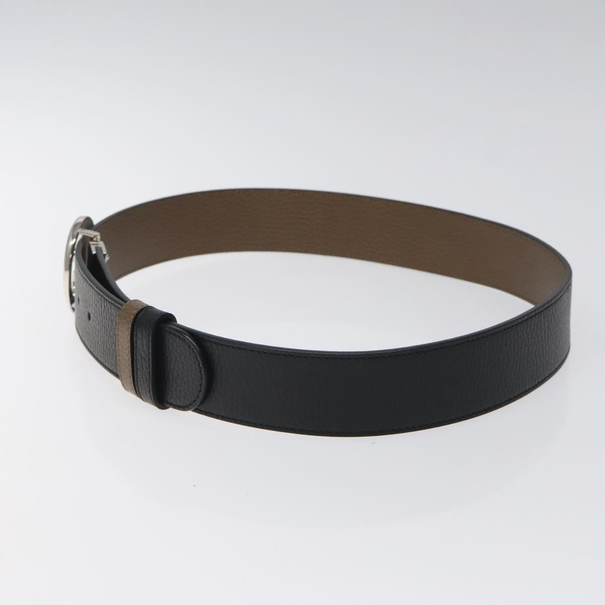 GUCCI Belt Leather Outlet 37.4"" Black Silver 449715 Auth am8061