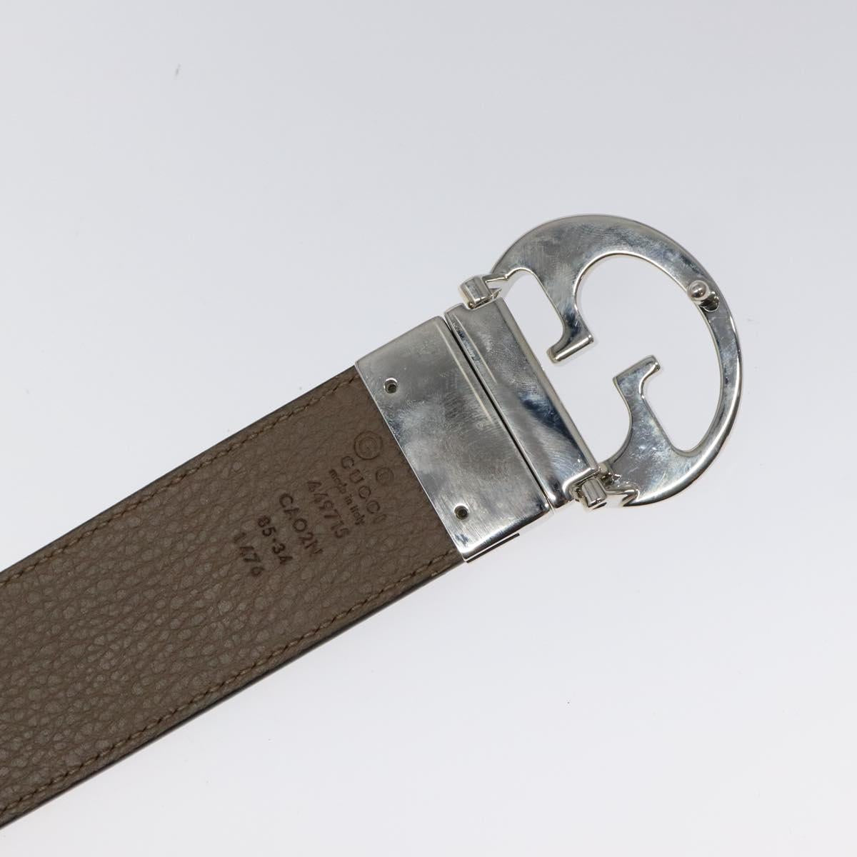 GUCCI Belt Leather Outlet 37.4"" Black Silver 449715 Auth am8061