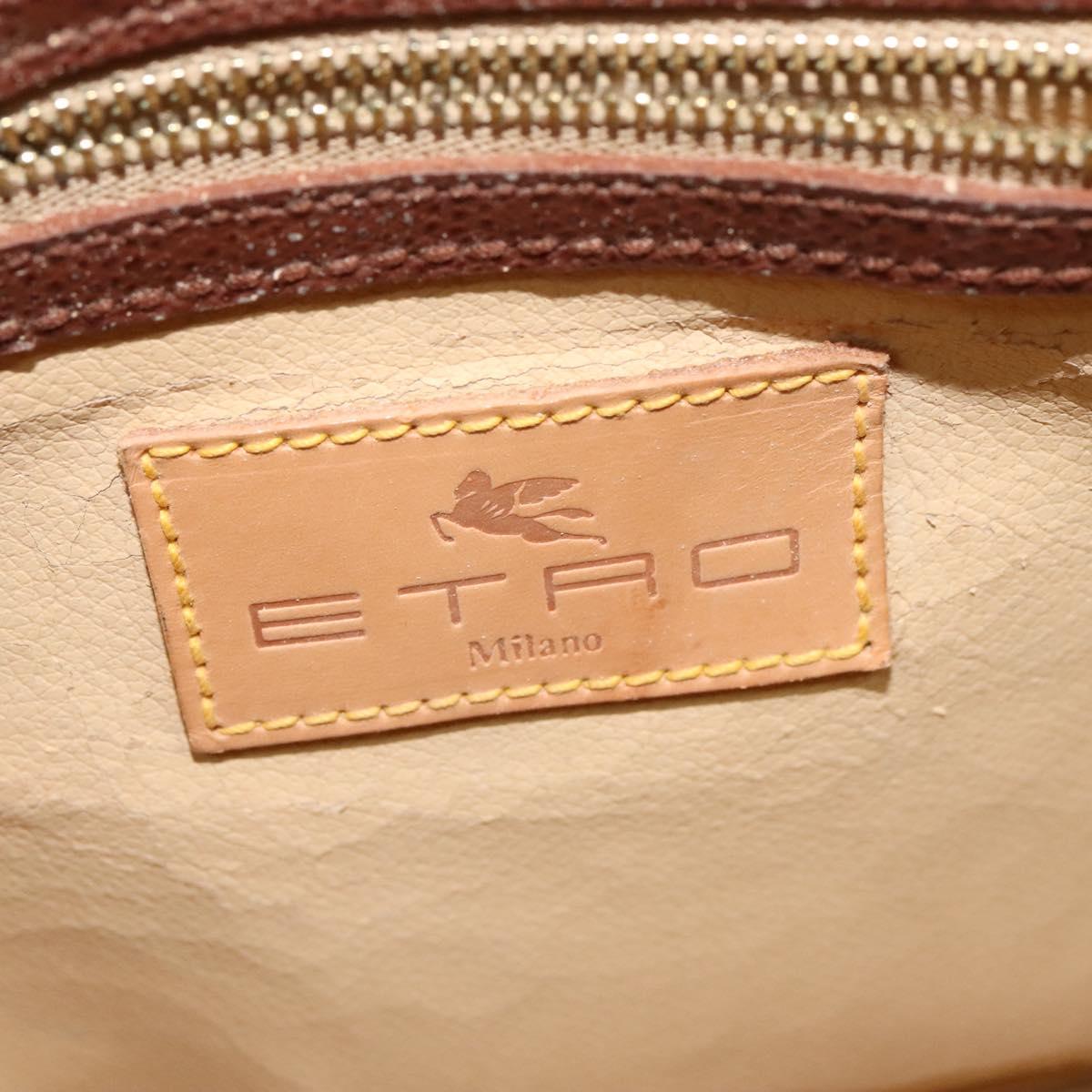 ETRO Paisley Shoulder Bag PVC Leather Brown Gold Auth am8067