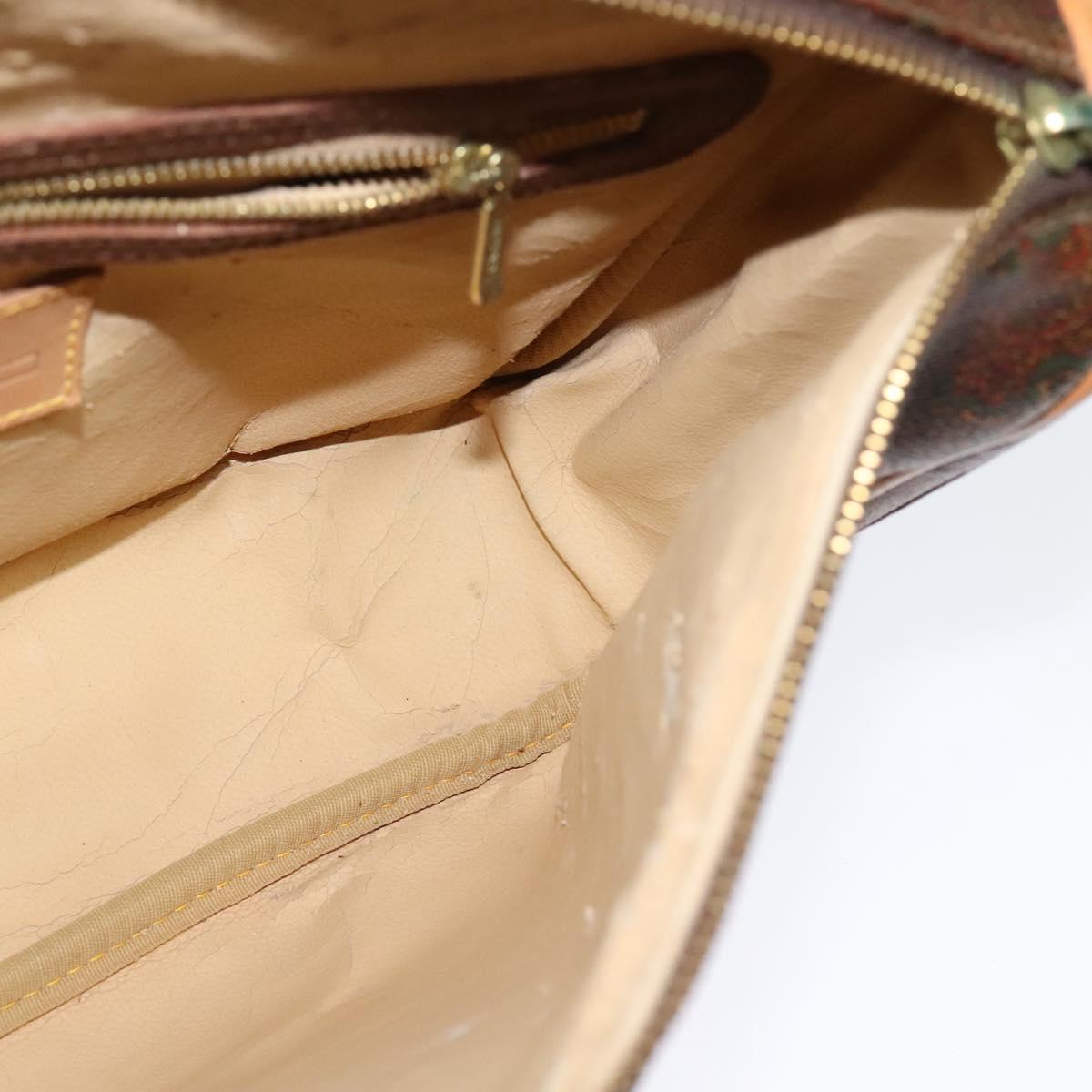 ETRO Paisley Shoulder Bag PVC Leather Brown Gold Auth am8067