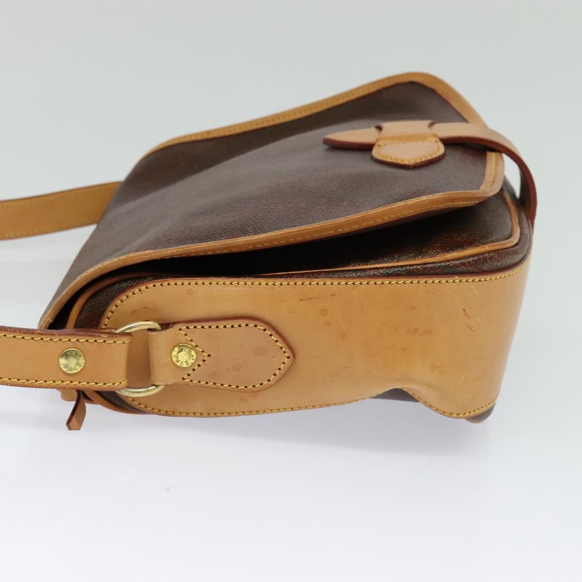 ETRO Paisley Shoulder Bag PVC Leather Brown Gold Auth am8067