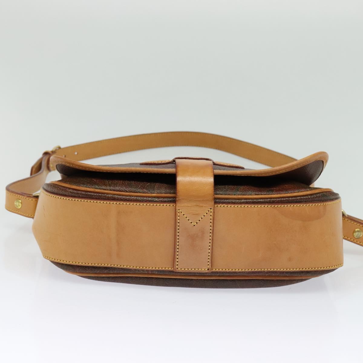 ETRO Paisley Shoulder Bag PVC Leather Brown Gold Auth am8067