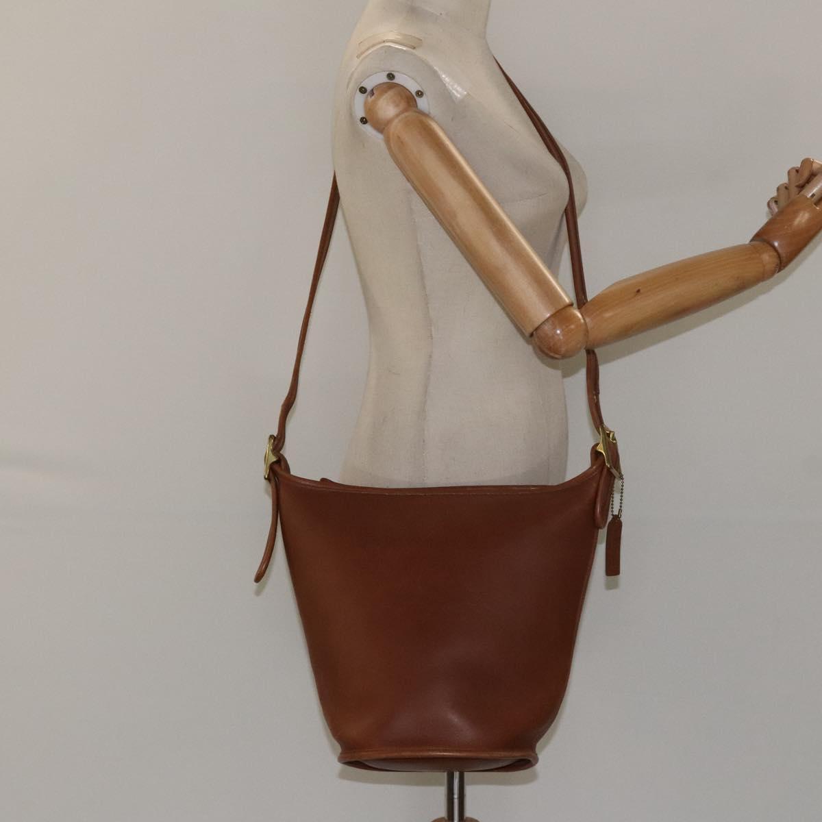 Coach Shoulder Bag Leather Brown Auth am8136