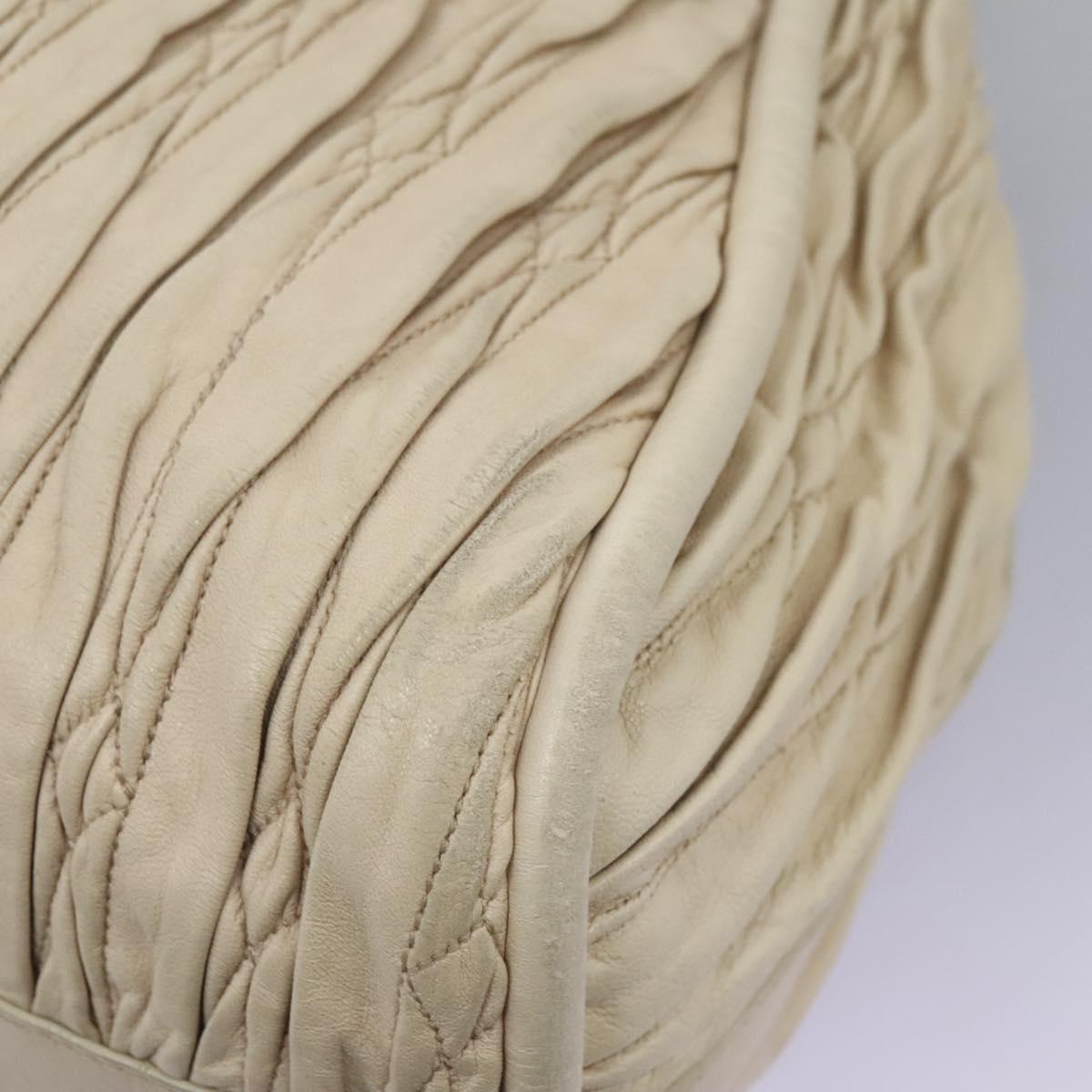 BALLY Tote Bag Leather Beige Gold Auth am8137