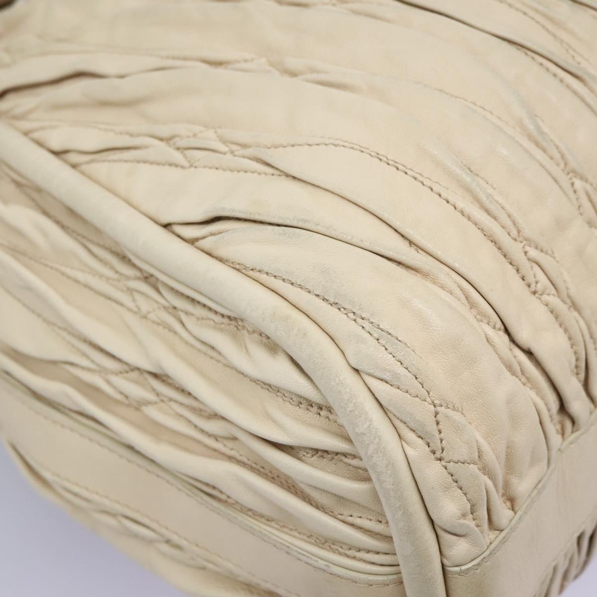 BALLY Tote Bag Leather Beige Gold Auth am8137