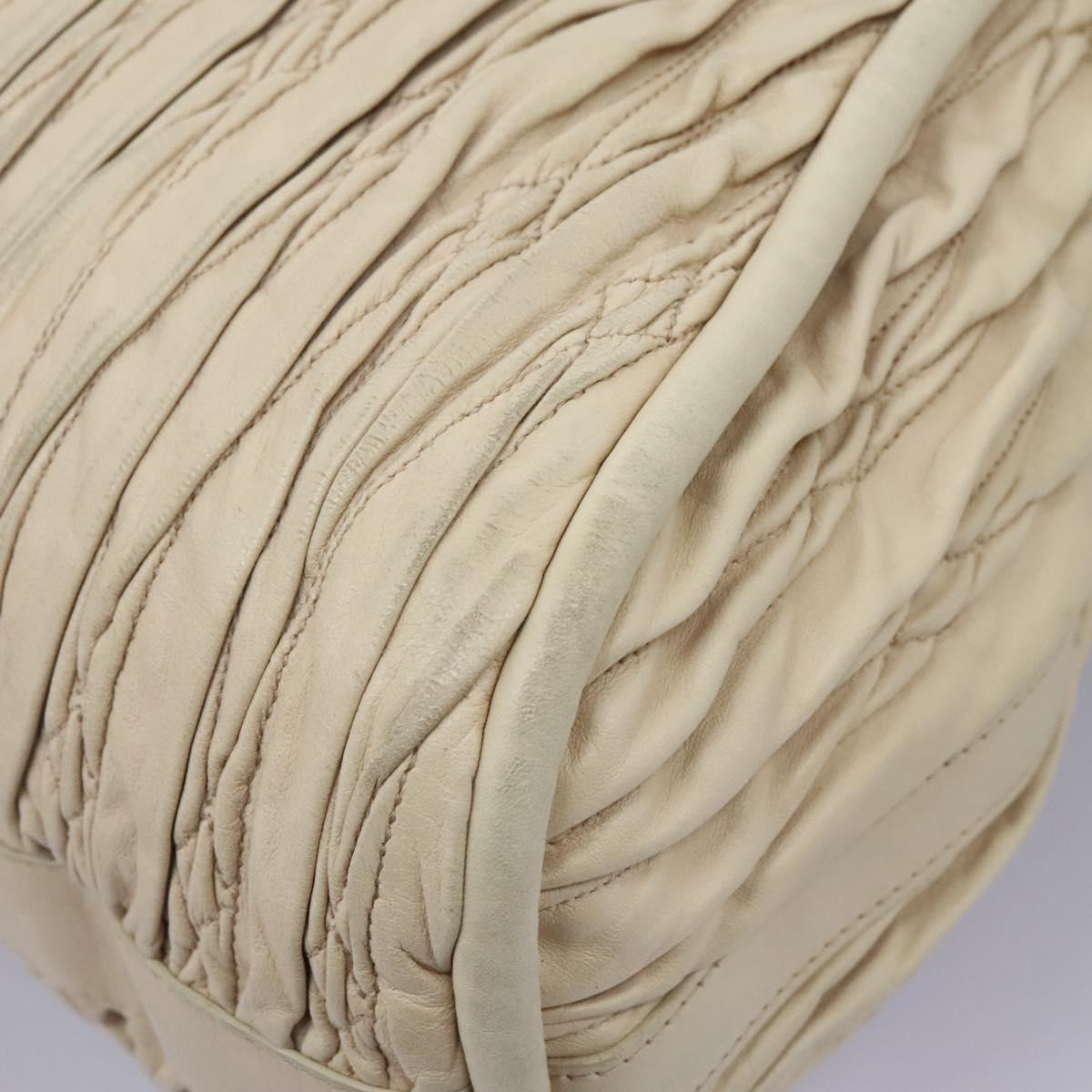 BALLY Tote Bag Leather Beige Gold Auth am8137