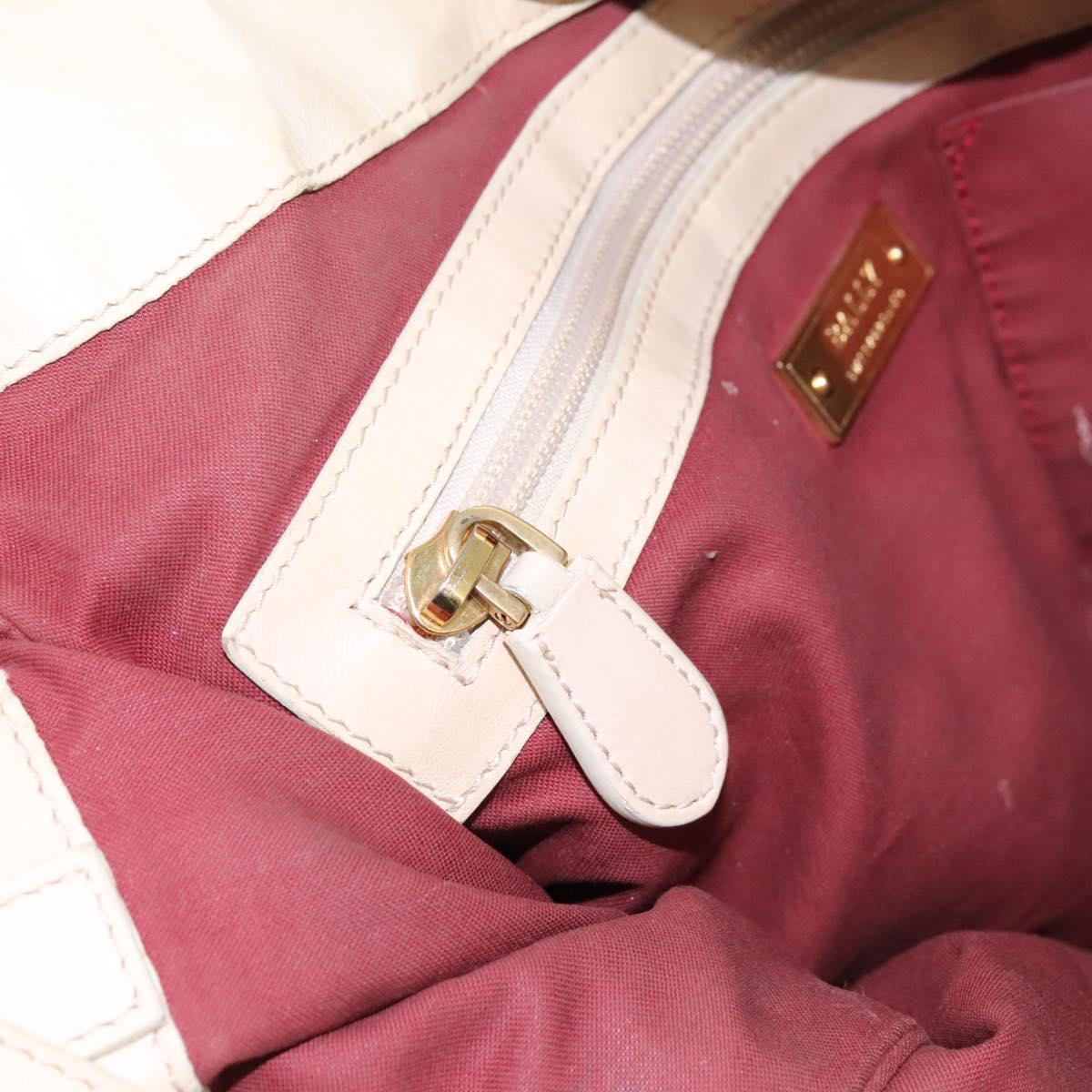 BALLY Tote Bag Leather Beige Gold Auth am8137