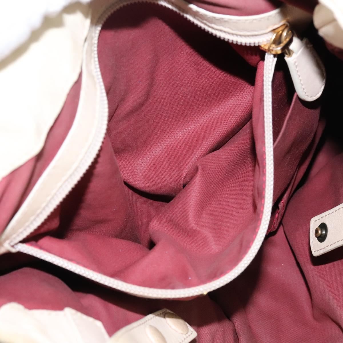 BALLY Tote Bag Leather Beige Gold Auth am8137