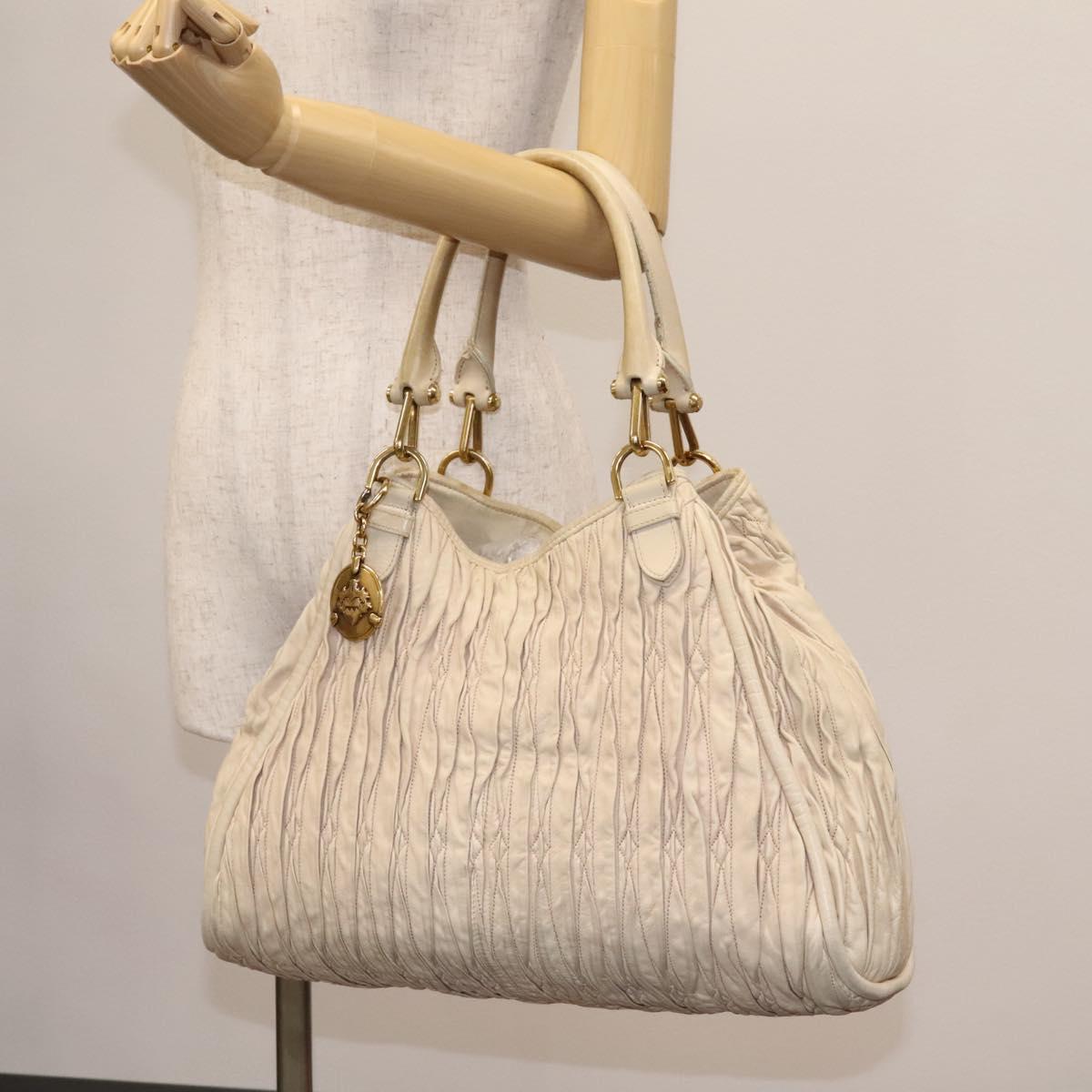 BALLY Tote Bag Leather Beige Gold Auth am8137