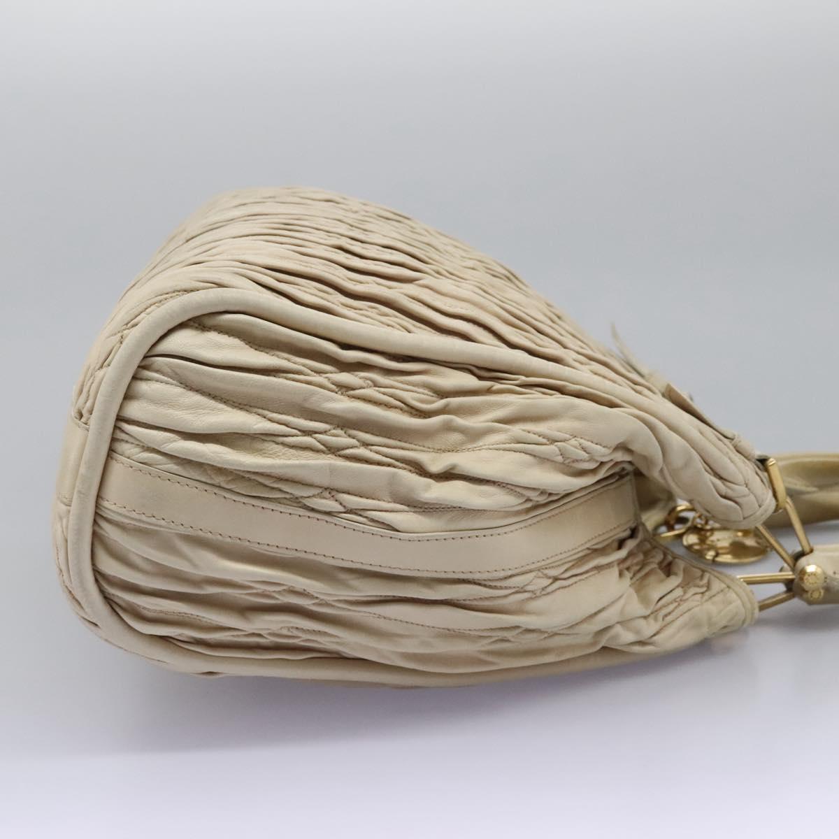 BALLY Tote Bag Leather Beige Gold Auth am8137