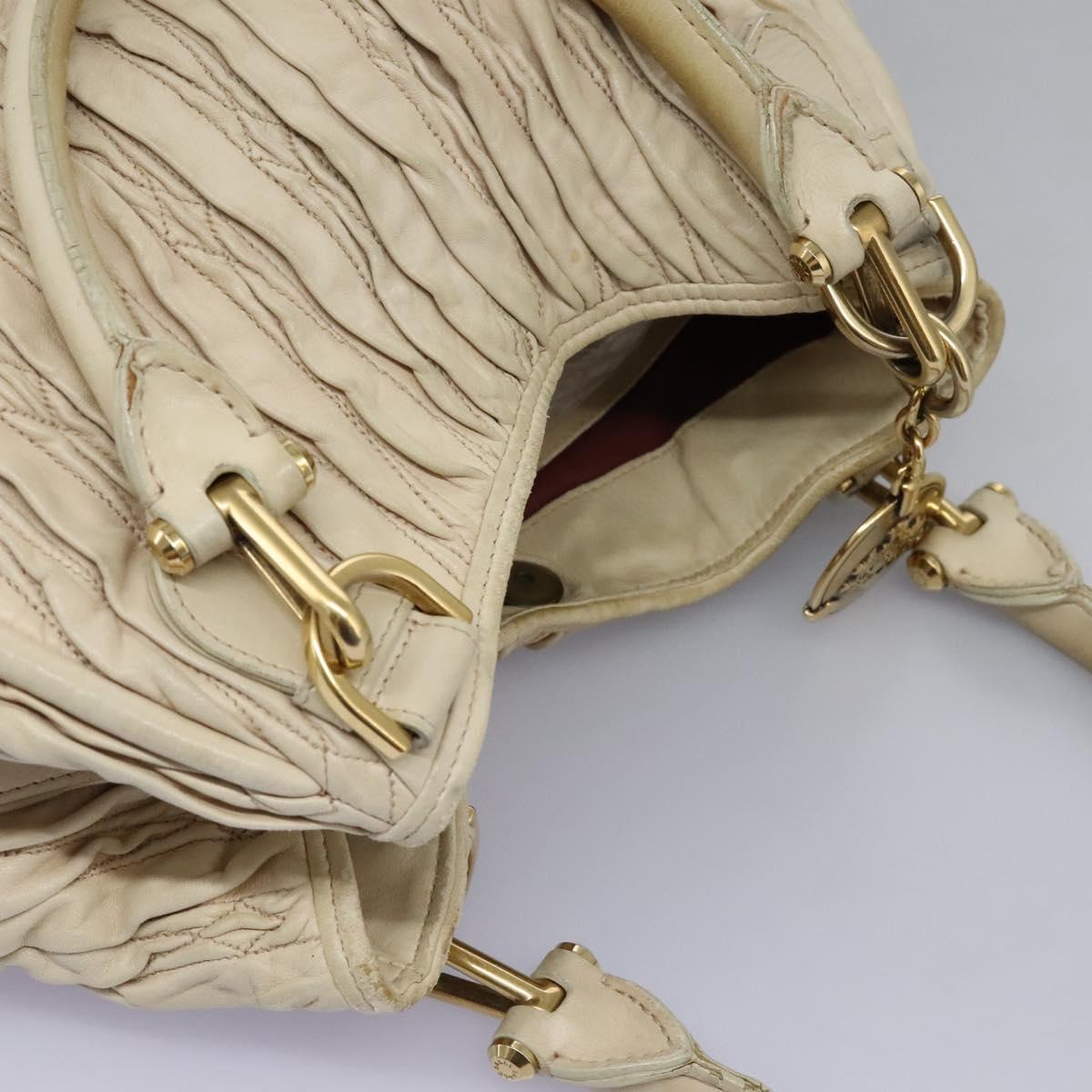 BALLY Tote Bag Leather Beige Gold Auth am8137