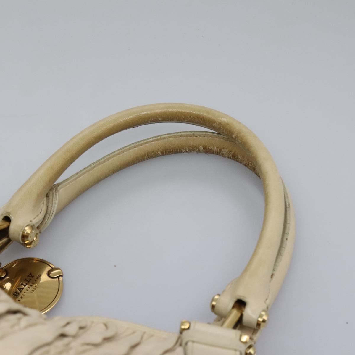 BALLY Tote Bag Leather Beige Gold Auth am8137