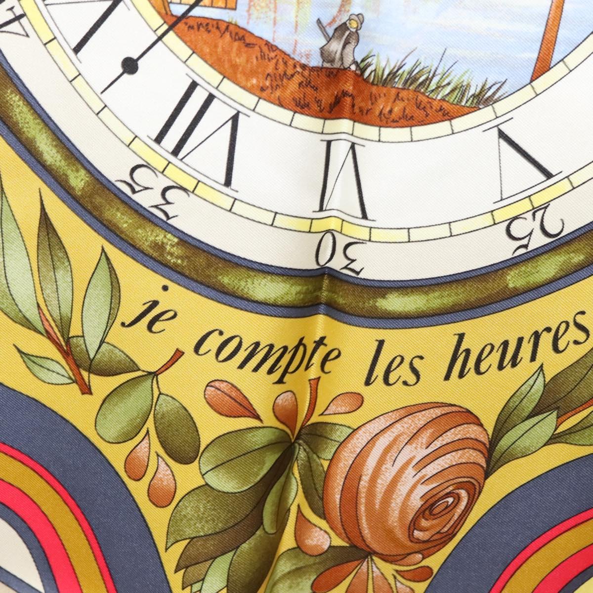 HERMES Carre 90 ""Parmi les fleurs je compte les heures"" Black Auth am8152