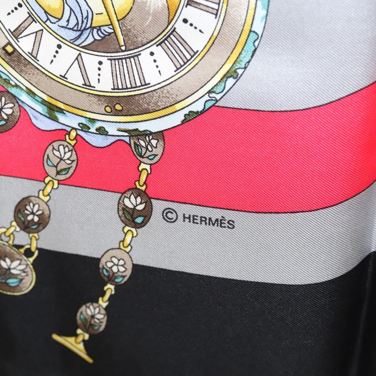 HERMES Carre 90 ""Parmi les fleurs je compte les heures"" Black Auth am8152