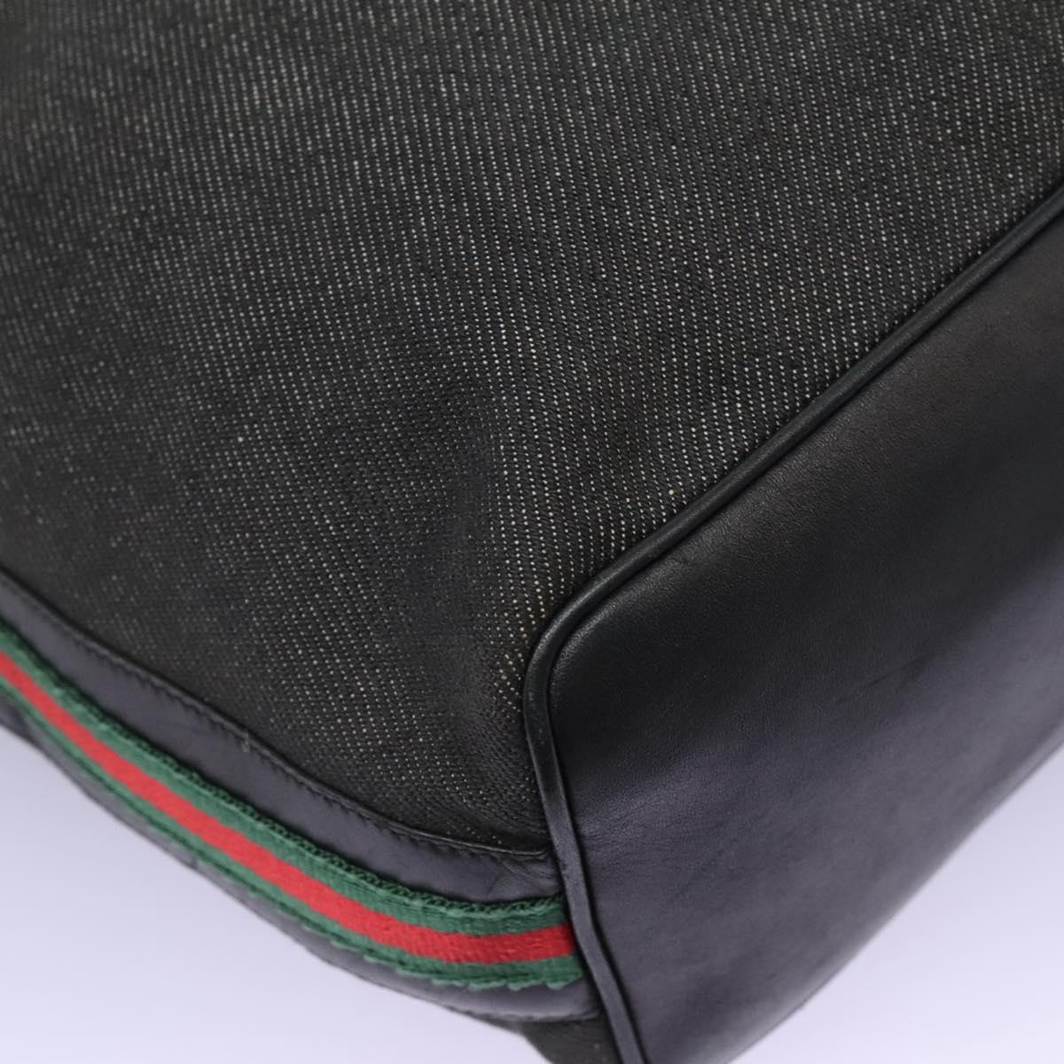 GUCCI Web Sherry Line Shoulder Bag Denim Black Red Green 73884 Auth am8160