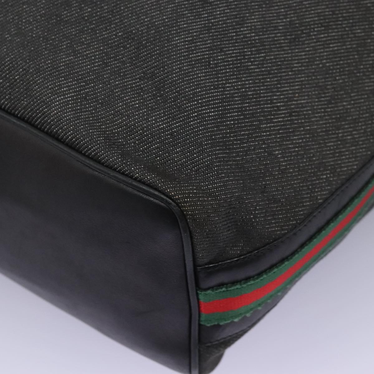 GUCCI Web Sherry Line Shoulder Bag Denim Black Red Green 73884 Auth am8160